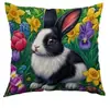 Funda de Almohada de Conejo Gris y Blanco Más Vendida de Amazon Tk de la Temporada de Primavera entre los Arbustos Florales, Personalizable por el Fabricante de Origen