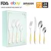 Vajilla de acero inoxidable transfronteriza de Amazon, juego de cuchillos, tenedores y cucharas de diamante estrella de 24 piezas, cuchillo para carne occidental, tenedor y cuchara para 6 personas.