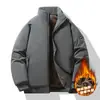 Chaqueta acolchada de invierno para hombre, forrada de forro polar, cuello alto, casual, cortavientos, cálida, abrigo de lana de cordero para hombres de mediana edad y mayores
