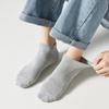 Calcetines náuticos de primavera y verano para hombre, de malla transpirable y absorbente del sudor, de algodón, cortos, de color negro liso.