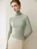 Suéter de malha sem costura 100% cashmere puro, macio e amigo da pele, para mulheres, gola alta, corte justo, pulôver de base