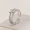 Colección de Anillos de Latón Plateado con Circonita de Moda Más Vendidos, Anillos de Plata de Lujo Ligero Transfronterizos, Versátiles para el Uso Diario