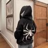 Liquidación de Stock Sudadera con Capucha y Cremallera Estilo Americano Estampado de Araña Personalizado Cárdigan Holgado Tops Casuales para Hombres y Mujeres