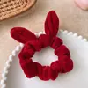 Lazo para el pelo de terciopelo con orejas de conejo, anudado a mano, para coleta, diadema para niñas, dulce, versátil, para Otoño e Invierno
