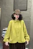 Camisa casual de algodón de gasa de doble capa, color liso, manga larga, solapa artística, nuevo estilo de otoño, corte holgado, estiliza y es versátil