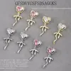 Nova Arte de Unhas Joia de Zircônia Pingente de Laço Super Brilhante de Luxo Coração Flor Rosa Decoração de Unha Fabricante de Diamantes