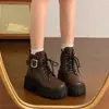 Botas Martin para Mujer 2026 Otoño e Invierno Nuevo Estilo Botines de Suela Gruesa que Aumentan la Altura Estilo Británico Versátiles Botines Cortos Forrados de Lana