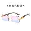 2026 Nuevo Estilo Gafas de Sol Sin Marco con Borde Cortado Moda Europea y Americana Cuadradas de Marco Grande Gafas de Sol de Gama Alta Venta al por Mayor