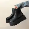 Botas Chelsea de sola grossa, nova coleção outono/inverno 2026 feminina, botas de moda com forro de fleece, botins estilo britânico, botas que aumentam a altura