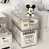Caja de almacenamiento acrílica con tapa para escritorio, organizador transparente para escritorio, cosméticos y accesorios, caja de plástico a prueba de polvo conveniente
