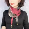 Pingente com fecho magnético, lenço de pescoço pequeno plissado, lenço de gaze em blocos de cor, protetor de pescoço leve e versátil, lenço de seda decorativo, lenço elegante para mulheres