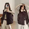 Chal de Estilo Nuevo para Invierno 2026 con Cuello Solapa, Moderno, Versátil, Elegante, Sencillo, Chaleco de Algodón Cálido para Mujer, Abrigo de Algodón Holgado