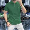 Camisa Polo Masculina de Verão Tendência Casual Slim Fit Manga Curta Pequeno Logo Camiseta Masculina Gola Polo Respirável Top com Gola