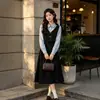 Vestido Falso de Duas Peças Estilo Francês Outono e Inverno Campus para Mulheres 2026 Traje Vestido Estilo Faculdade