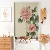 Cortina de Porta de Tecido Estilo Chinês com Ameixa, Orquídea, Bambu e Crisântemo Cortina Meia para Divisória de Quarto de Casa Cortina de Proteção para Cozinha Banheiro Cortina de Porta Estampada