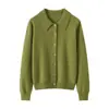 Nuevo Estilo Otoño e Invierno 2026 para Mujer Cardigan de 100% Cachemira Pura con Cuello Polo Moda Color Sólido Tejido de Punto Manga Larga Base