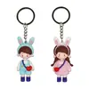 Mochila Menino Menina Boneca Chaveiro Pingente Acessórios Urso Casal Cola Macia PVC Fofos Acessórios de Menina