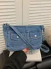 Bolsa de Ombro Vintage em Jeans Transfronteiriça, Bolsa de Ombro Versátil de Nicho para o Dia a Dia, Bolsa de Axila Casual de Alto Padrão de Comércio Exterior