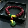 Pulsera de Hebilla de Paz de Jade Verde Premium, Cinabrio para Hombres y Mujeres, Pulsera de Cinabrio del Año Zodiacal, Pulsera de Calcedonia Arena Dorada Morada al por Mayor