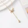 Novo colar de diamante estilo elf anjo coreano e japonês para mulheres, simples e elegante, luxo leve, corrente de suéter de nicho para clavícula outono e inverno