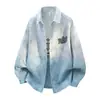 Chamarra Camisa de Hombre Tangkez Otoño Chaqueta de Mezclilla Marca Elegante de Moda para Adolescentes Camisa de Color Degradado para Hombres para Usar al Aire Libre