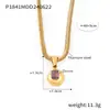 Collar geométrico redondo con colgante de circonita incrustada de moda europea y americana, chapado en acero de titanio y oro real de 18 quilates, estilo bloguero INS con cadena de clavícula.