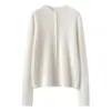 Estilo Otoño e Invierno Cachemira para Mujer Dobladillo Enrollado Cuello Semi Abierto Botones Ajustado Capa Base Cárdigan Manga Larga Múltiples Botones Suéter Tejido