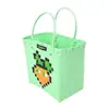 Cesta de Legumes Tecida de Plástico Personalizável com Padrões Criativos de Desenhos Animados, Bolsa de Viagem Grande Capacidade Tecida em PVC