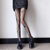 Calcetines JK de rejilla de viento oscuro con rayas rojas y negras, calcetines finos de fondo, medias huecas de malla jacquard, medias de mujer