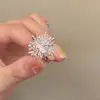 Anel 3D de Dente-de-Leão Doce e Cool para Mulheres, Exquisite de Luxo Leve, Anel Aberto Elegante e Versátil, Anel de Dedo Indicador de Nicho Estilo Ins