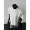 Camiseta Masculina de Verão Cleanfit Americana Pesada Desconstruída Manga Curta Versão Boxy Top de Manga Curta com Painéis de Tecido Air Layer
