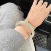 Pulsera de Piedra Lunar Blanca de 12 mm, Estilo Barra Redonda Gruesa, Pulsera Dingdang, Accesorio Cheongsam Estilo Chino Nuevo, Pulsera Concubina Imperial, Estilo Tradicional Chino Hecho a Mano