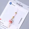 Chaveiro Pingente Feijão Pin Pingente Gato da Sorte Cerâmica Pintada Placa com Texto de Bênção Chaveiro Corrente de Celular Pingente Pequeno
