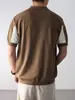Camisa Polo de manga corta para hombre con bloques de color retro americano, nuevo estilo de verano, camiseta de punto de marca de moda estilo 'old money', top para hombre