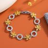 Pulsera retro de estilo playero transfronterizo con cadena circular de flores, ligera, de lujo, con diamantes de cristal multicolor de alta calidad.