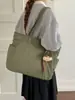 Bolso de Lona Casual Simple para Mujer de Gran Capacidad Versátil Bolso de Hombro Único y de Mano Bolso Tote de Tela de Nylon Bolso Grande para Clase de Estudiante