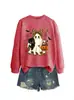 Amazon eBay site independente moda divertida fofa feminina estampa de leopardo laço fantasma morcego gato moletom