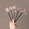 Horquilla china rosa delicada estilo palacio horquilla de madera horquilla con borla retro dinastía Han horquilla para cheongsam joyería para mujer