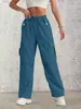 Pantalones Cargo de Tiro Alto con Cordón Transfronterizos Europeos y Americanos 2026 para Mujer Rectos Sueltos Elegantes Casuales de Trabajo