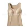 Roupa íntima térmica acrílica leve com forro de fleece, colete de Lyocell com bojos fixos, patch de fleece escovado quente para barriga feminina para o inverno
