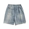 Calça de Sarja Casual Masculina de Verão Estilo Simples Estilo Americano Solta Perna Larga Reta Cor Sólida Shorts de Trabalho para Homem