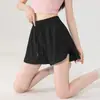 2026 Nuevos Shorts Deportivos de Cordón de Cintura Alta Falsos de Dos Piezas para Mujer Secado Rápido Malla Lateral Forro de Doble Capa Antiexposición Correr