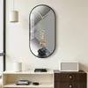 Reloj de Pared Moderno de Lujo Ligero para Sala de Estar, Fondo de TV, Reloj Decorativo Ovalado, Reloj de Pared para Fondo de Pared de Comedor