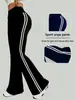 Calça Esportiva Flare com Listras Laterais Versátil Mais Vendida na Amazon para Mulheres, Outono e Primavera, Solta, com Caimento, Perna Larga, Casual