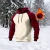 Sudadera Casual con Capucha Holgada de Raglán a Juego de Colores Retro Americana para Hombre, Engrosada y con Terciopelo