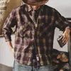 Camisa clásica de manga larga a cuadros retro de estilo americano para hombre, otoño 2024, nueva chaqueta informal británica para hombre, primavera y otoño