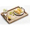 Bandeja de Madera para Cocina del Hogar, Bandeja de Madera de Acacia para Frutas y Desayuno, Bandeja de Almacenamiento de Madera Engrosada con Asa