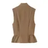 Roupas de vestuário estrangeiro para mulheres 2026 Moda Europeia e Americana Casual Slim Fit Jaqueta Curta Estilo Colete de Abotoamento Duplo Gola Alta E26450