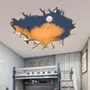Comercio exterior transfronterizo pegatinas de pared tridimensionales que atraviesan la pared nubes luna paisaje pegatinas de pared decorativas para sala de estar fondo de pared removibles
