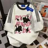 Camiseta Casual de Manga Corta con Estampado de Letras, Diseño de Tres Rayas y Costuras de Color Contrastante, Nueva Colección Verano 2025, Top para el Trabajo
